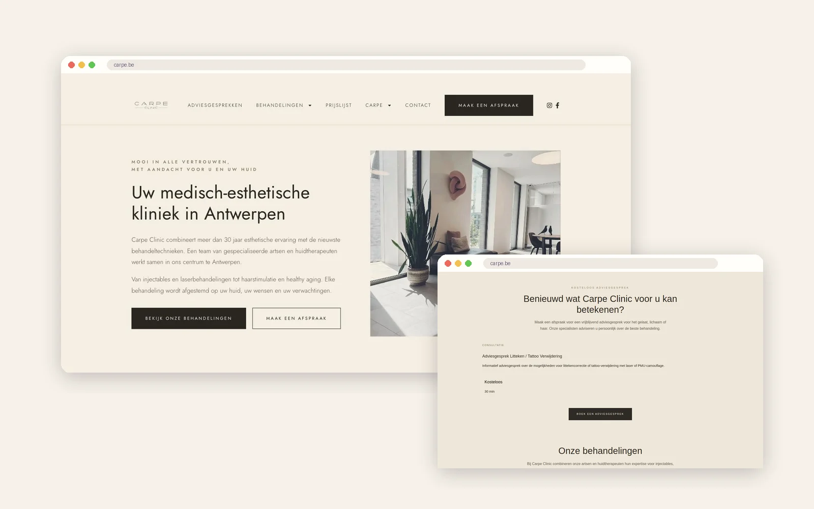 Aperçu du site Carpe Clinic réalisé par Trinity Agence, en version bureau.
